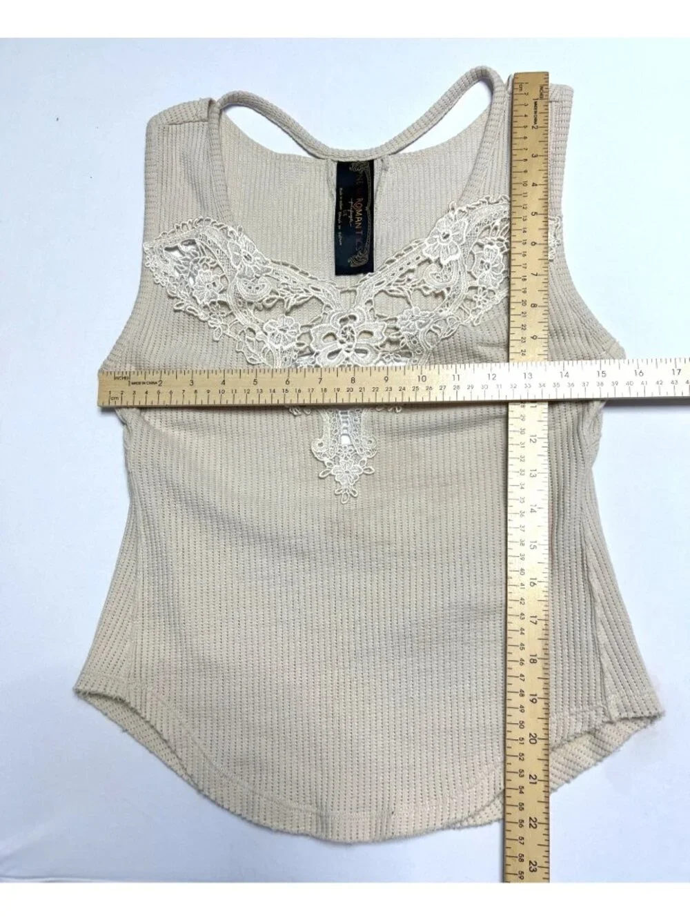 Free People New Romantics Lace Open Back Tank Top Sleeveless Blouse Size L